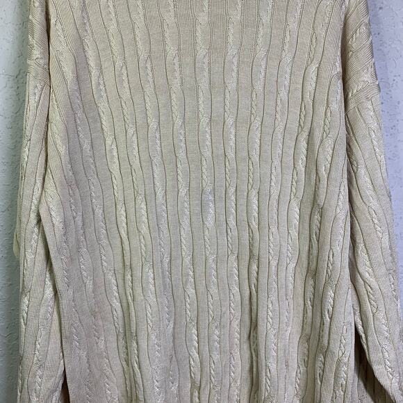 BARRY BRICKIN Sweater Vintage Silk Cable Knit‎ Crew Neck Pullover Drop Shoulder - Picture 5 of 11